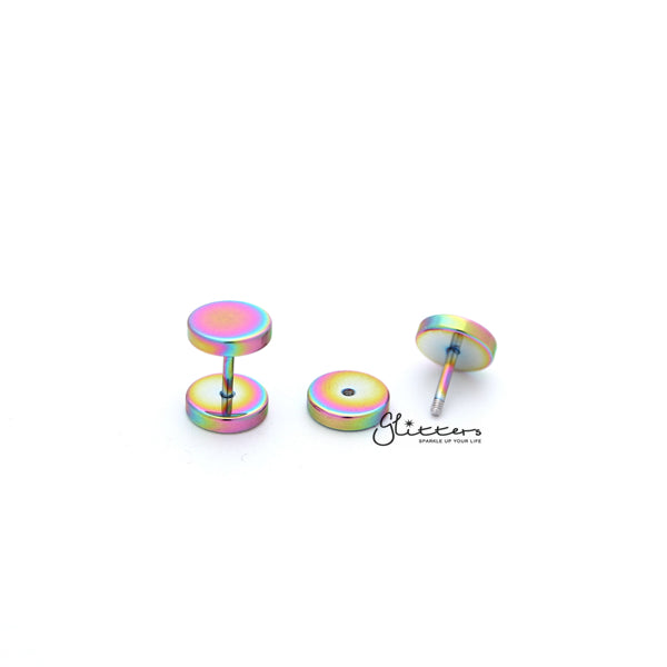 Titanium Ion Plated Over Stainless Steel Round Fake Plug -6mm | 8mm-Body Piercing Jewellery, earrings, Fake Plug, Jewellery, Men's Earrings, Men's Jewellery-FP0003-m01-Glitters