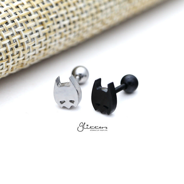 316L Surgical Steel Batman Screw Back Barbell for Tragus, Cartilage, Conch, Helix Piercing and More-Body Piercing Jewellery, Cartilage, Conch Earrings, Cubic Zirconia, Helix Earrings, Jewellery, Lobe piercing, Tragus-FP0019-02-01-Glitters