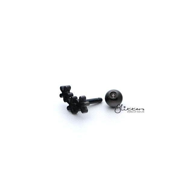 316L Surgical Steel 3 Flowers Screw Back Barbell for Tragus, Cartilage, Conch, Helix Piercing and More-Body Piercing Jewellery, Cartilage, Conch Earrings, Cubic Zirconia, Helix Earrings, Jewellery, Lobe piercing, Tragus-FP0019-04_02-Glitters