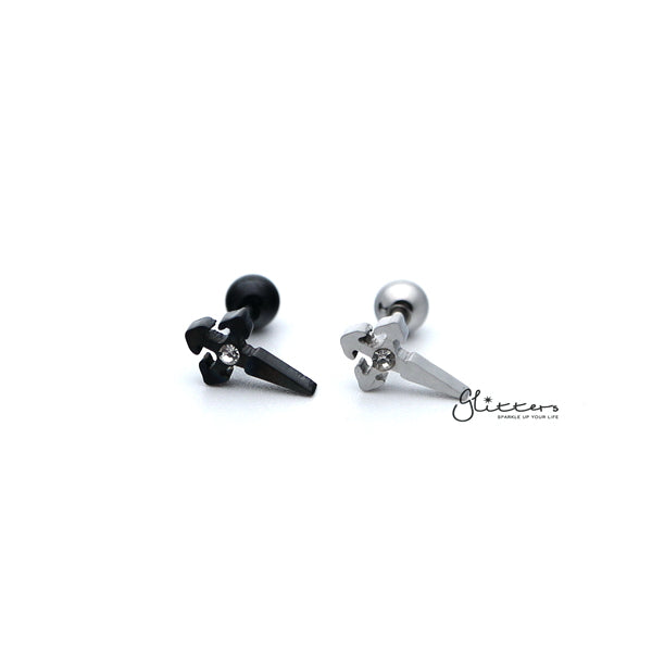 316L Surgical Steel Cross with Crystal Barbell for Tragus, Cartilage, Conch, Helix Piercing and More-Body Piercing Jewellery, Cartilage, Conch Earrings, Crystal, Cubic Zirconia, Helix Earrings, Jewellery, Lobe piercing, Tragus-FP0019-05_01_f8d97507-9321-4521-9145-8ed0c4f5815e-Glitters