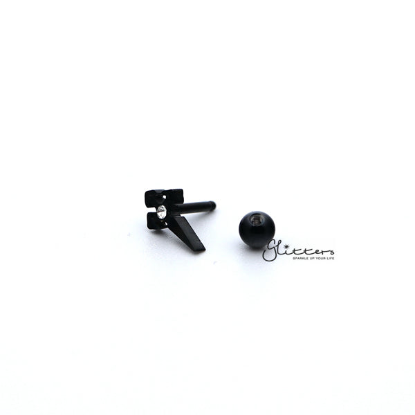 316L Surgical Steel Cross with Crystal Barbell for Tragus, Cartilage, Conch, Helix Piercing and More-Body Piercing Jewellery, Cartilage, Conch Earrings, Crystal, Cubic Zirconia, Helix Earrings, Jewellery, Lobe piercing, Tragus-FP0019-05_03-Glitters