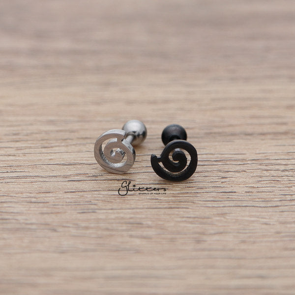 316L Surgical Steel Spiral Barbell for Tragus, Cartilage, Conch, Helix Piercing and More-Body Piercing Jewellery, Cartilage, Conch Earrings, Cubic Zirconia, Helix Earrings, Jewellery, Lobe piercing, Tragus-FP0019_09_01-Glitters