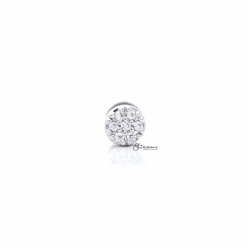 C.Z Paved Circle Tragus Barbell - Ball End | Flat Back-Body Piercing Jewellery, Cartilage, Cubic Zirconia, Flat back, Jewellery, Tragus, Women's Earrings, Women's Jewellery-FP0020-CIRCLE-2_1-Glitters