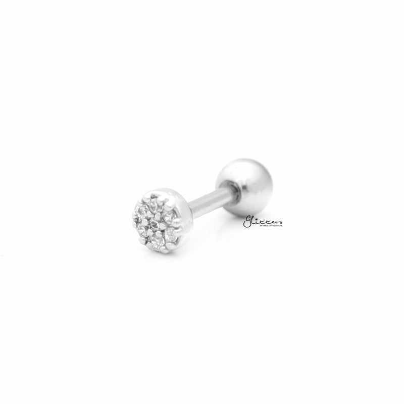 C.Z Paved Circle Tragus Barbell - Ball End | Flat Back-Body Piercing Jewellery, Cartilage, Cubic Zirconia, Flat back, Jewellery, Tragus, Women's Earrings, Women's Jewellery-FP0020-CIRCLE-b_1-Glitters