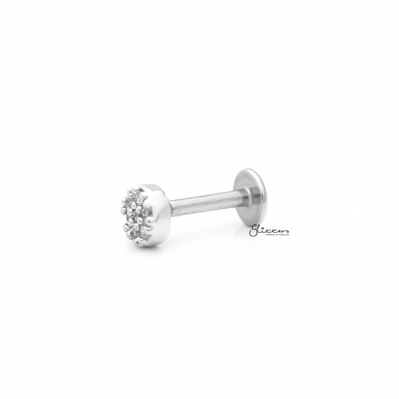 C.Z Paved Circle Tragus Barbell - Ball End | Flat Back-Body Piercing Jewellery, Cartilage, Cubic Zirconia, Flat back, Jewellery, Tragus, Women's Earrings, Women's Jewellery-FP0020-CIRCLE-f_1-Glitters