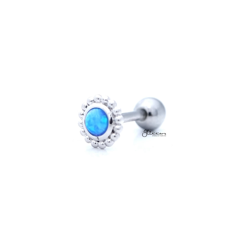 Opal Blue Tragus Barbell - Ball End | Flat Back-Body Piercing Jewellery, Cartilage, Flat back, Jewellery, Tragus, Women's Earrings, Women's Jewellery-FP0020-Opal-B-ball_01-Glitters