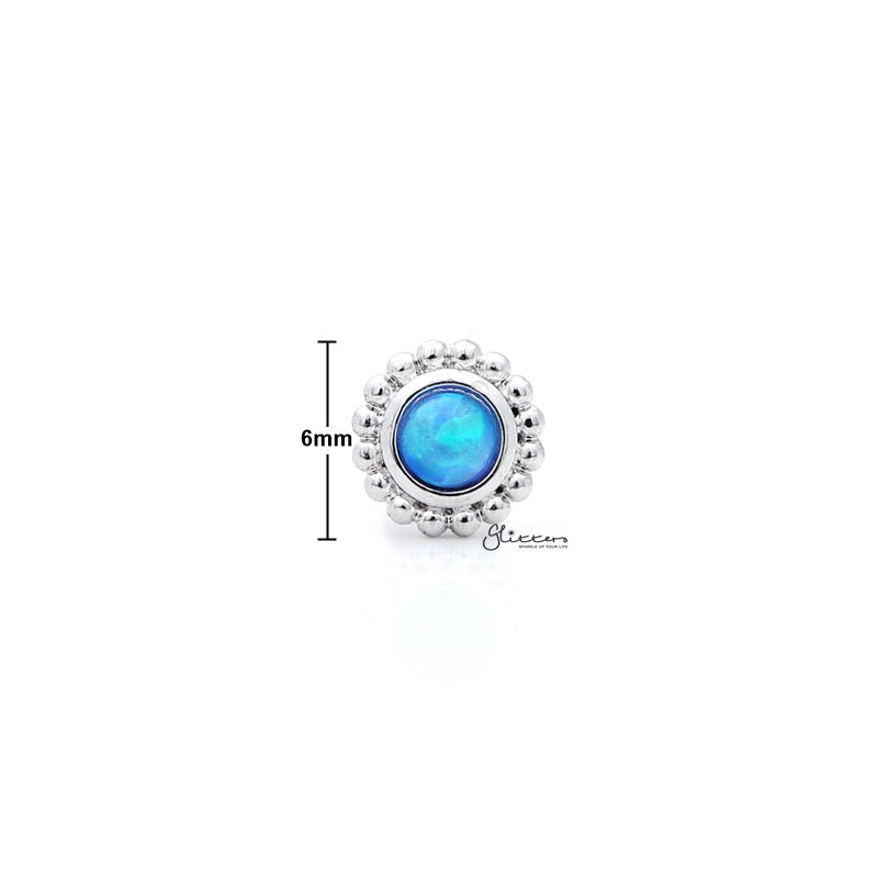 Opal Blue Tragus Barbell - Ball End | Flat Back-Body Piercing Jewellery, Cartilage, Flat back, Jewellery, Tragus, Women's Earrings, Women's Jewellery-FP0020-Opal-B_01_New-Glitters