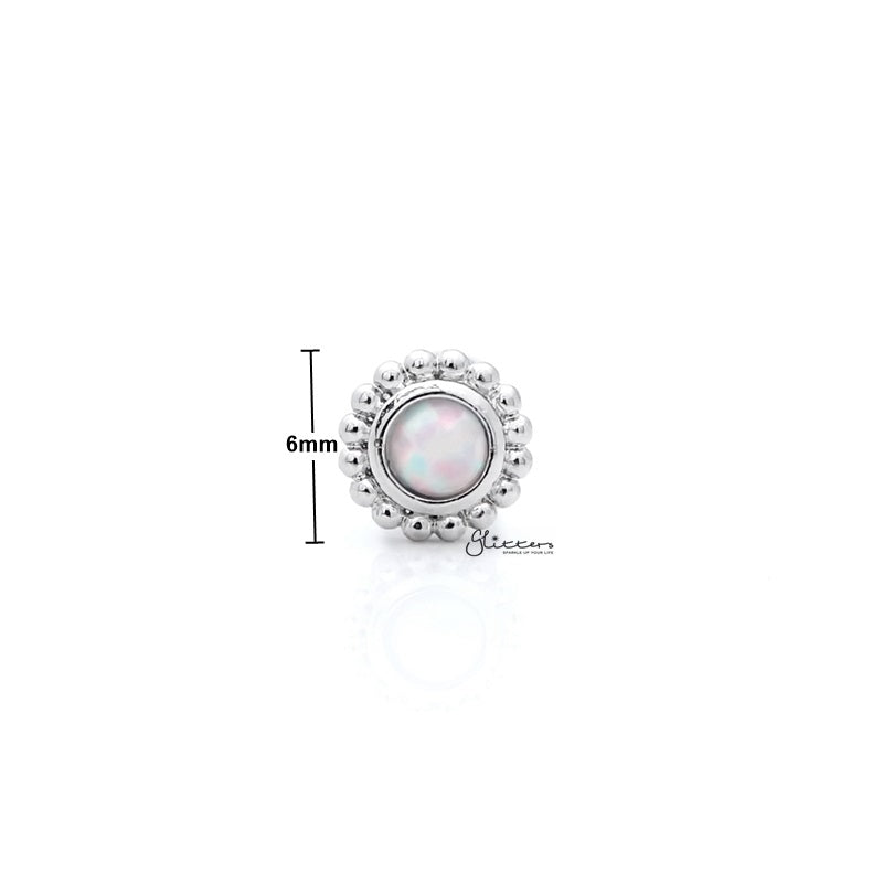 Opal White Tragus Barbell - Ball End | Flat Back-Body Piercing Jewellery, Cartilage, Flat back, Jewellery, Tragus, Women's Earrings, Women's Jewellery-FP0020-Opal-Wt_01_New-Glitters