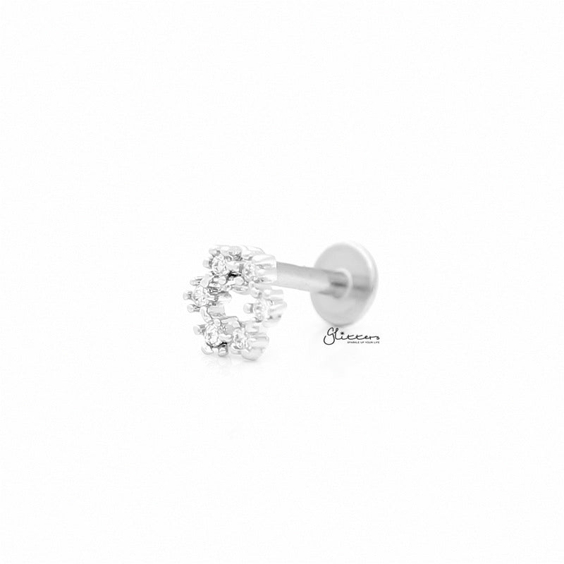 C.Z Hollow Circle Tragus Barbell - Ball End | Flat Back-Body Piercing Jewellery, Cartilage, Cubic Zirconia, Flat back, Jewellery, Tragus, Women's Earrings, Women's Jewellery-FP0020hc3-f_1-Glitters