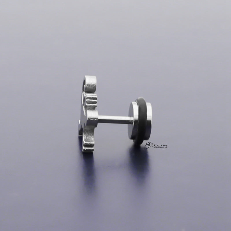 Lizard Stainless Steel Fake Plug Earring - Silver-Body Piercing Jewellery, earrings, Fake Plug, Jewellery, Men's Earrings, Men's Jewellery, Stainless Steel-FP0172-S2_1-Glitters