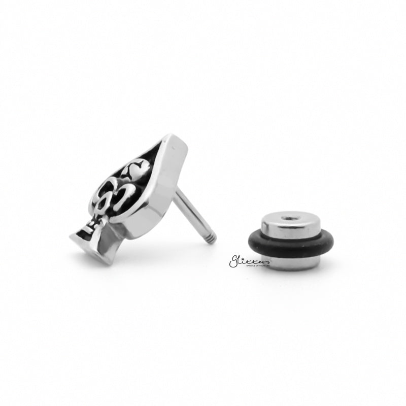 Stainless Steel Ace Spades Skull Fake Plug Earring-Body Piercing Jewellery, earrings, Fake Plug, Jewellery, Men's Earrings, Men's Jewellery, Stainless Steel-FP0182-2_1-Glitters
