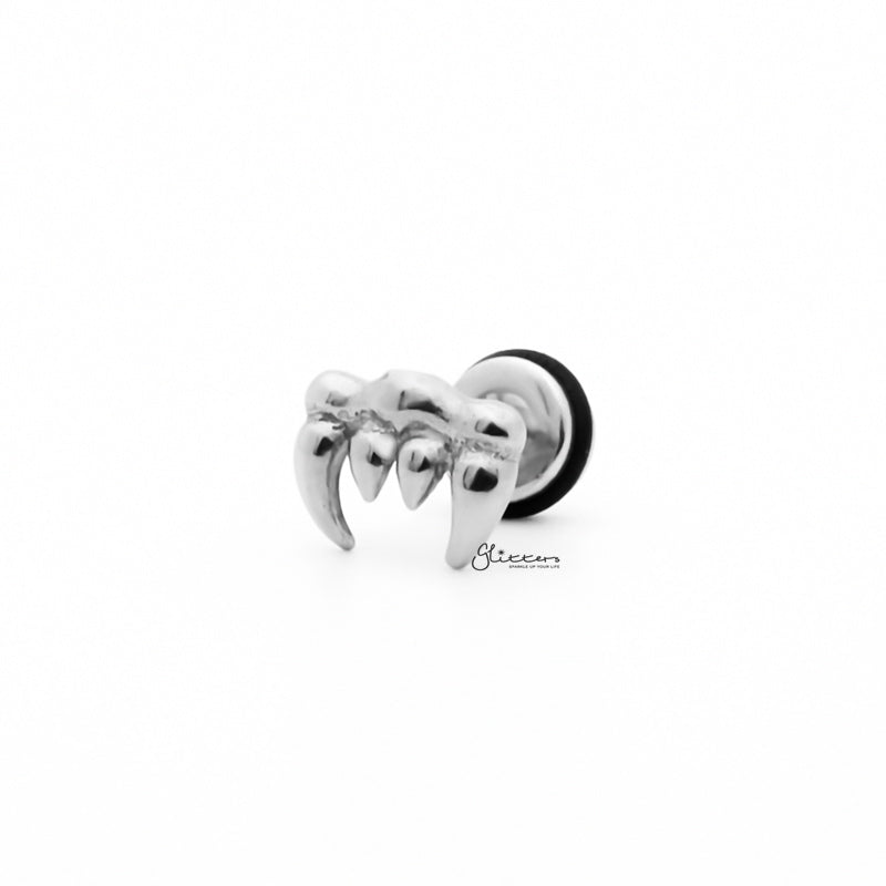 Stainless Steel Vampire Teeth Fake Plug Earring - Silver-Body Piercing Jewellery, earrings, Fake Plug, Jewellery, Men's Earrings, Men's Jewellery, Stainless Steel-FP0186-S1_1-Glitters