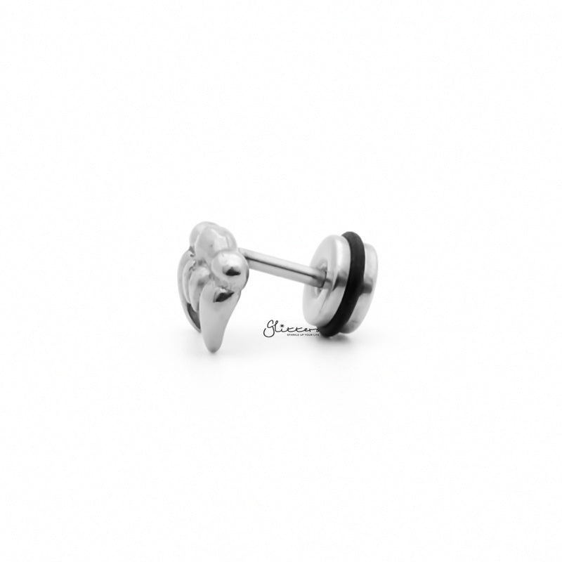 Stainless Steel Vampire Teeth Fake Plug Earring - Silver-Body Piercing Jewellery, earrings, Fake Plug, Jewellery, Men's Earrings, Men's Jewellery, Stainless Steel-FP0186-S2_1-Glitters