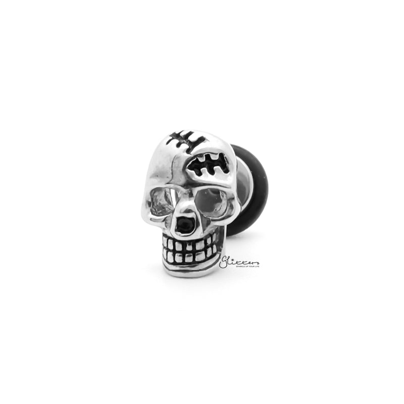 Stainless Steel Skull Head Fake Plug Earring-Body Piercing Jewellery, earrings, Fake Plug, Jewellery, Men's Earrings, Men's Jewellery, Stainless Steel-FP0202-1_1-Glitters