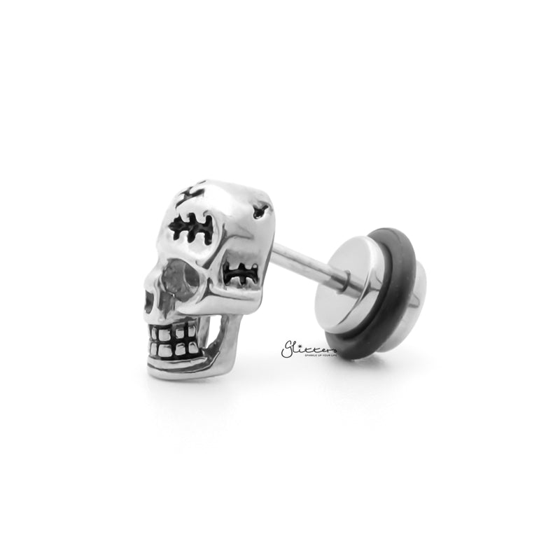 Stainless Steel Skull Head Fake Plug Earring-Body Piercing Jewellery, earrings, Fake Plug, Jewellery, Men's Earrings, Men's Jewellery, Stainless Steel-FP0202-2_1-Glitters