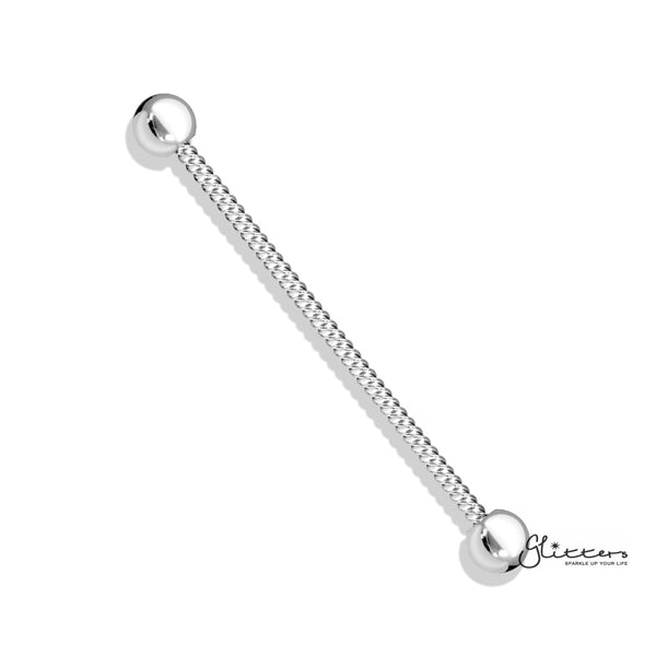 14GA 316L Surgical Steel Twisted Rope Industrial Barbells - Silver-Body Piercing Jewellery, Industrial Barbell-IB0001_Twisted_Rope_01-Glitters