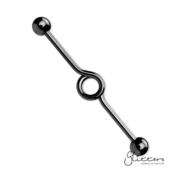 14GA Surgical Steel Looped Industrial Barbells - Black-Body Piercing Jewellery, Industrial Barbell, Looped-IB0002-Looped-0-Glitters