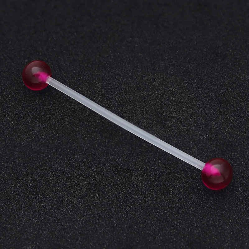 Acrylic Balls Flexible PTFE Industrial Barbell - Purple-Body Piercing Jewellery, Industrial Barbell, Retainer-IB0038-A-2_800-Glitters