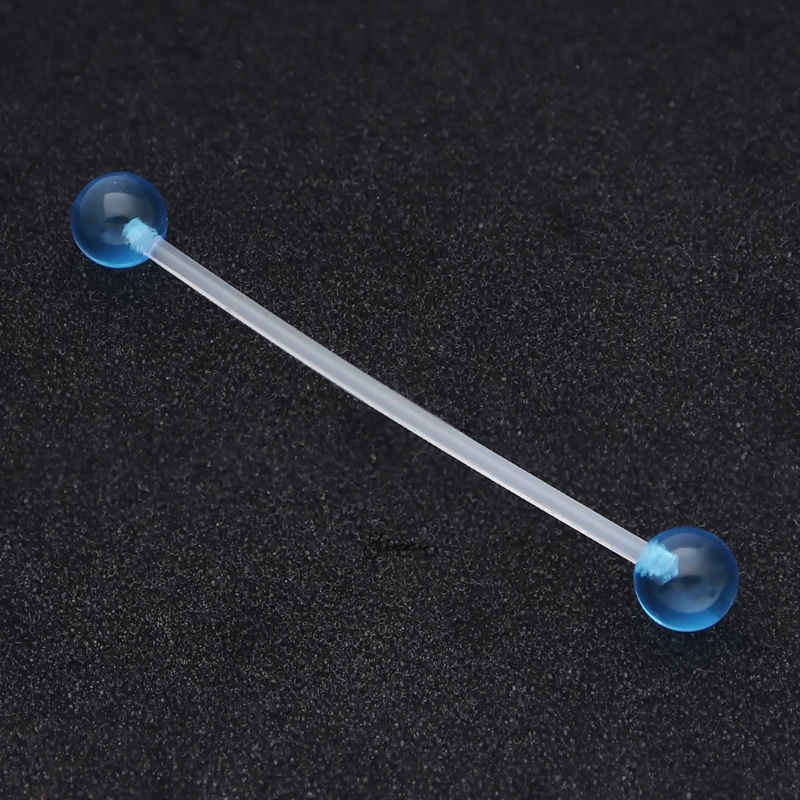 Acrylic Balls Flexible PTFE Industrial Barbell - Light Blue-Body Piercing Jewellery, Industrial Barbell, Retainer-IB0038-LB-2_800-Glitters