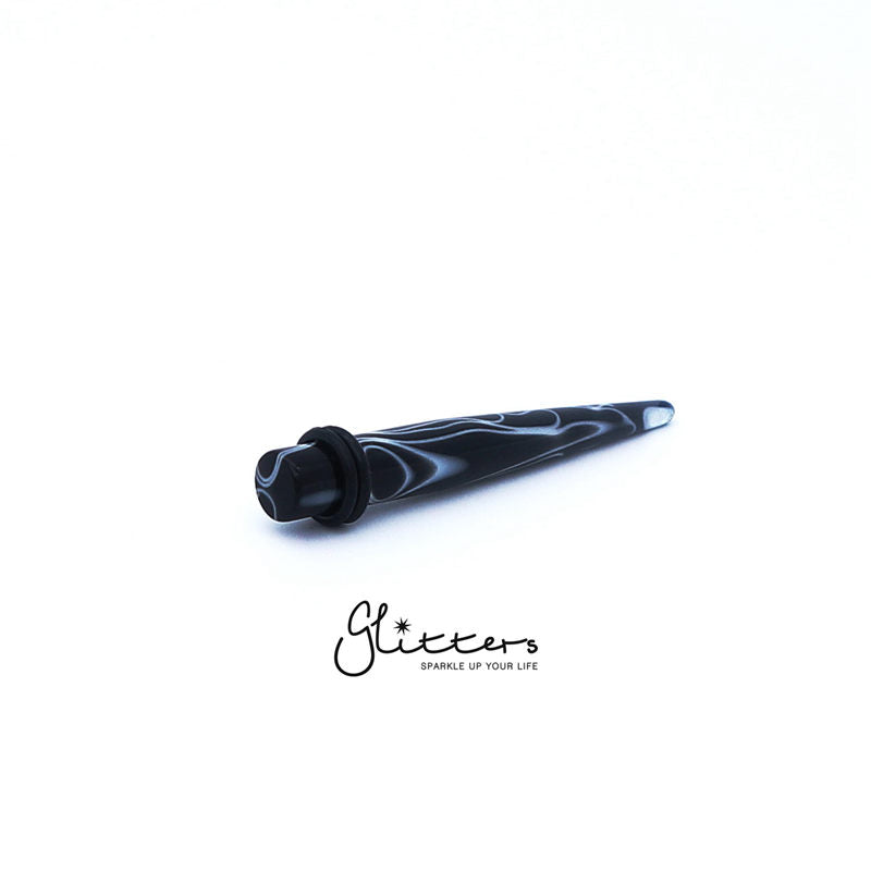 UV Acrylic Straight Marble Ear Stretchers-Black-Body Piercing Jewellery, Ear Stretcher, Plug, Sale-IMG_0733-Glitters