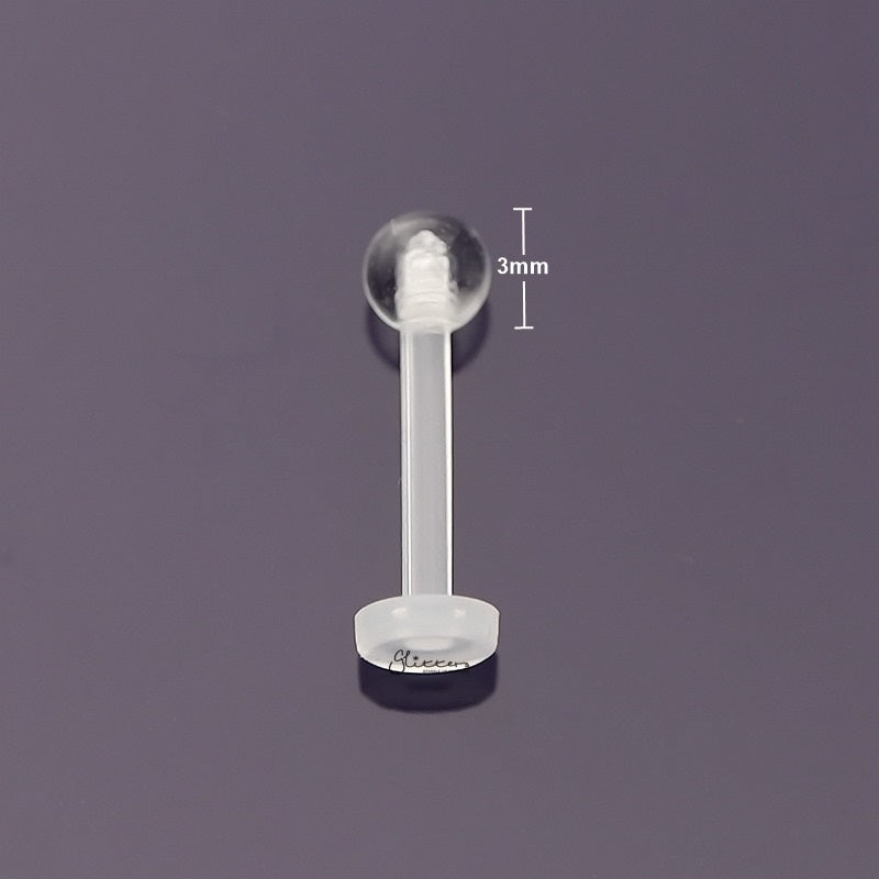 Invisible Clear Labret Retainer with 3mm Ball-Bio Flex, Body Piercing Jewellery, Invisible, Labret, Monroe, Retainer-LB0004-B2_800_New-Glitters