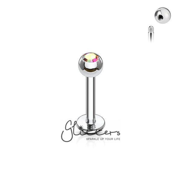 16GA 316L Surgical Steel Labret with Press Fit Gem 3mm Ball-Body Piercing Jewellery, Labret, Monroe-LS03-AB-02-Glitters
