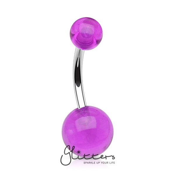 Purple Acrylic Balls Navel Ring-Belly Ring, Body Piercing Jewellery-NA-A-02-Glitters