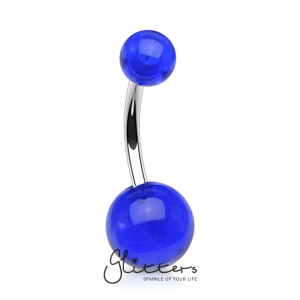 Blue Acrylic Balls Navel Ring-Belly Ring, Body Piercing Jewellery-NA-B-03-Glitters