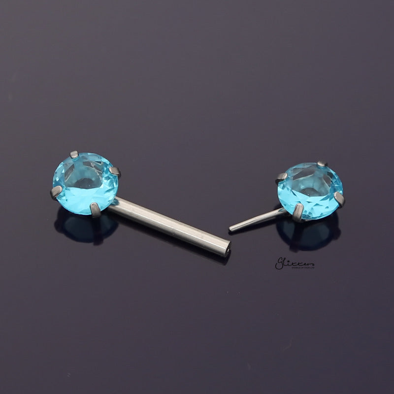 Round CZ Ends Push in Nipple Barbell - Aqua-Body Piercing Jewellery, Cubic Zirconia, Nipple Barbell-NB0025-q2_800-Glitters