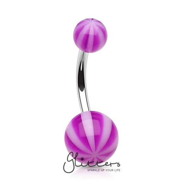 Purple Acrylic Candy Balls Belly Button Ring-Belly Ring, Body Piercing Jewellery-NC-A-05-Glitters