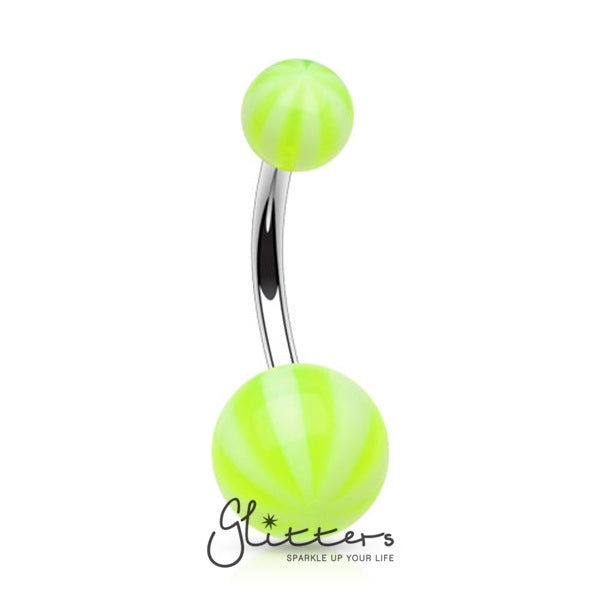 Green Acrylic Candy Balls Belly Button Ring-Belly Ring, Body Piercing Jewellery-NC-G-07-Glitters