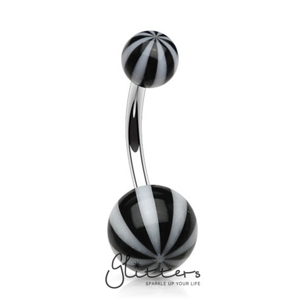 Black Acrylic Candy Balls Navel Ring-Belly Ring, Body Piercing Jewellery-NC-K-08-Glitters