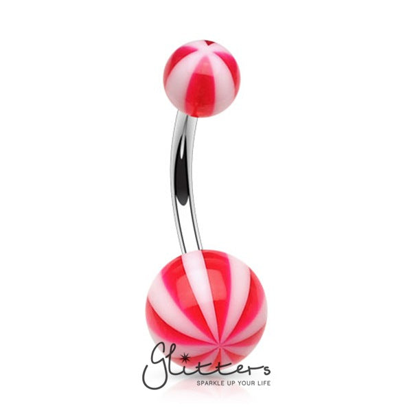 Red Acrylic Candy Balls Belly Button Ring-Belly Ring, Body Piercing Jewellery-NC-R-09-Glitters