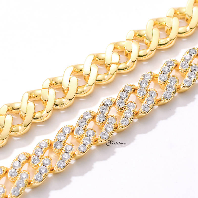 9mm Iced Out Miami Cuban Chain - Gold-Chain Necklaces, Hip Hop, Hip Hop Chains, Iced Out, Jewellery, Men's Chain, Men's Jewellery, Men's Necklace, Necklaces, Women's Jewellery-NK1042-3-Glitters