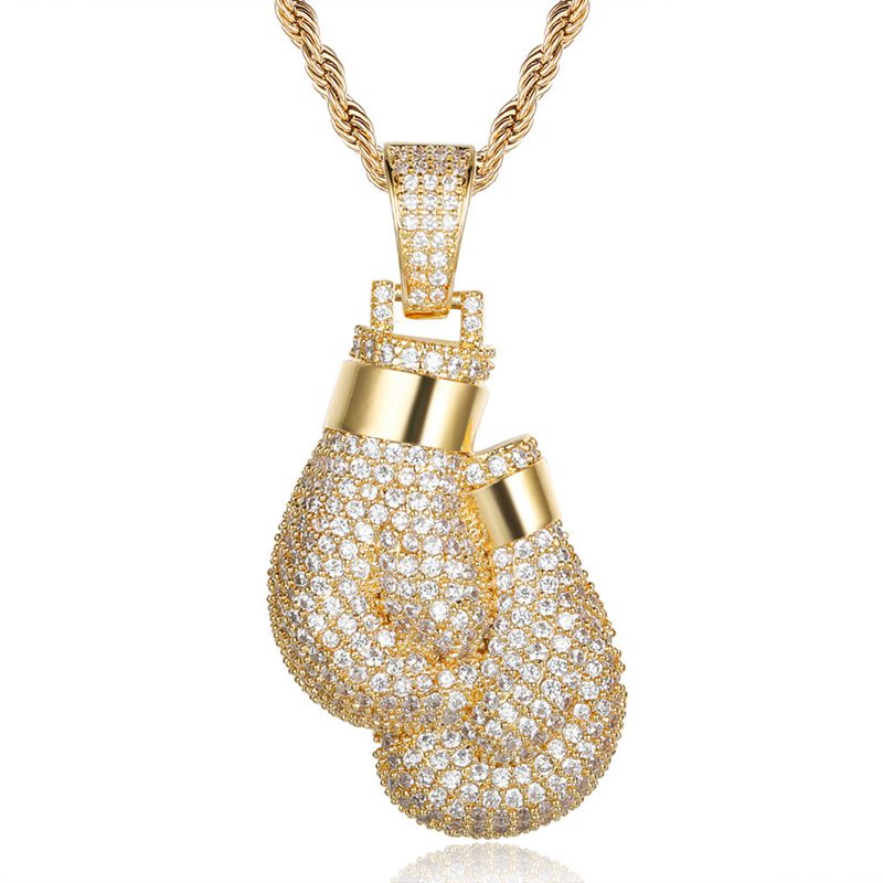 Iced Out Boxing Gloves Pendant - Gold-Hip Hop, Hip Hop Pendant, Iced Out, Jewellery, Men's Necklace, Necklaces, Pendants, Women's Jewellery, Women's Necklace-NK1060-GC-800-Glitters