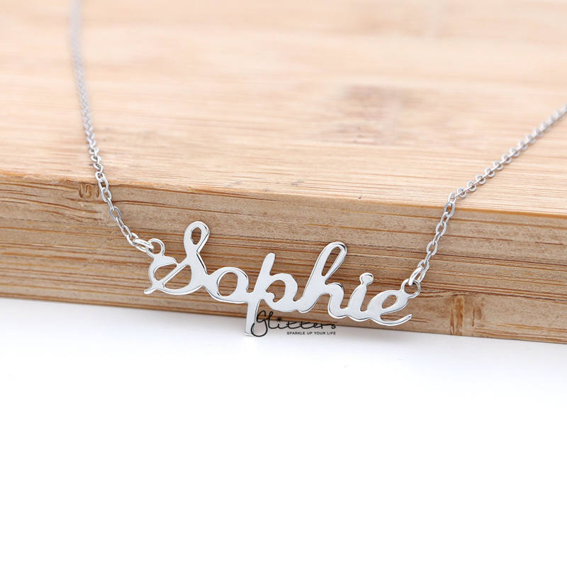 Personalized Sterling Silver Name Necklace-Script 5-name necklace, Personalized, Silver name necklace-NNK01-FONT5_800-Glitters