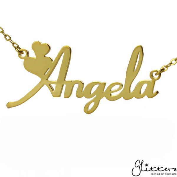 Personalized 24K Gold Plated Sterling Silver Name Necklace-Script 4-Gold name necklace, name necklace, Personalized-NNK02-F41-Glitters