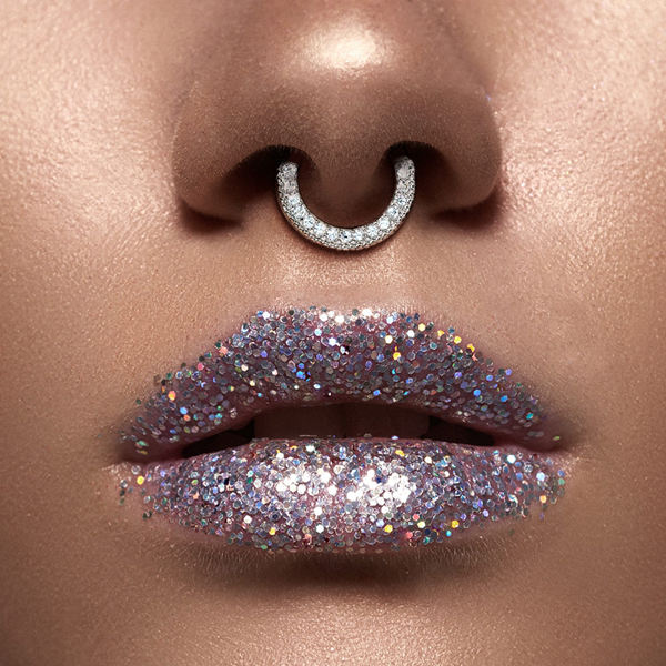 316L Surgical Steel Round Top Nose Septum/Ear Cartilage Clickers-Body Piercing Jewellery, Cartilage, Cubic Zirconia, Nose, Septum Ring-NS0037-M-Glitters