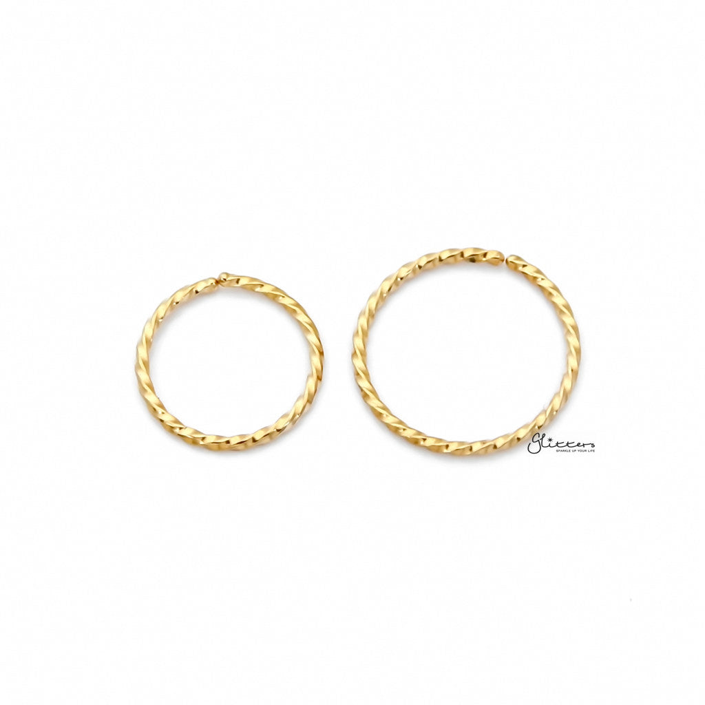 Twisted Surgical Steel Rounded Ends Bendable Nose Hoop Rings - Gold-Body Piercing Jewellery, Nose Piercing Jewellery, Nose Ring, Nose Studs, Septum Ring, Tragus-NS0076-G_1-Glitters