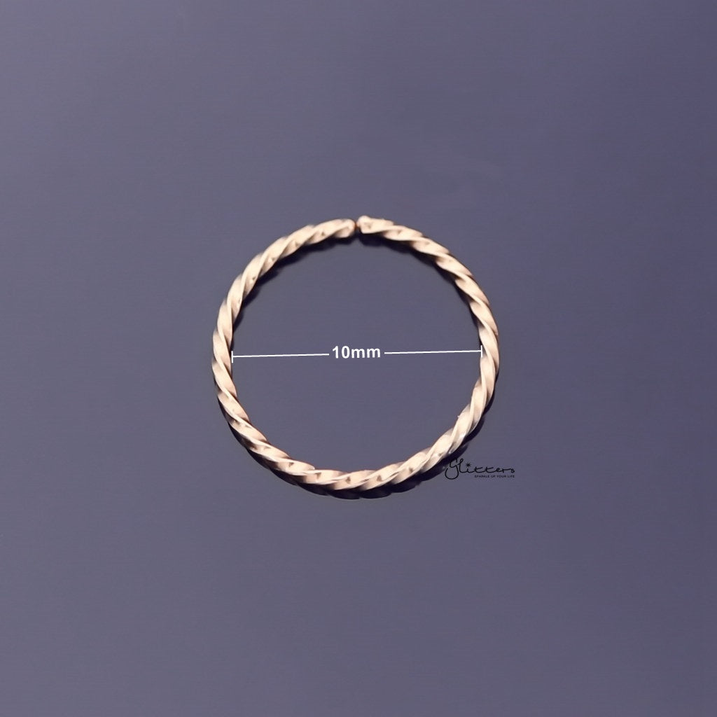 Twisted Surgical Steel Rounded Ends Bendable Nose Hoop Rings - Rose Gold-Body Piercing Jewellery, Nose Piercing Jewellery, Nose Ring, Nose Studs, Septum Ring, Tragus-NS0076-RG-10_New-Glitters