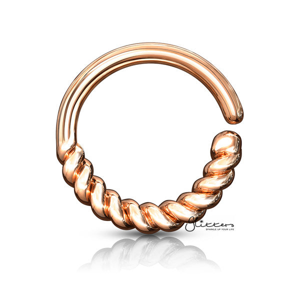 Half Circle Braided Bendable Hoop Rings for Septum, Ear Cartilage, Daith and More-Body Piercing Jewellery, Cartilage, Daith, Nose, Septum Ring-NS0087-RG-Glitters