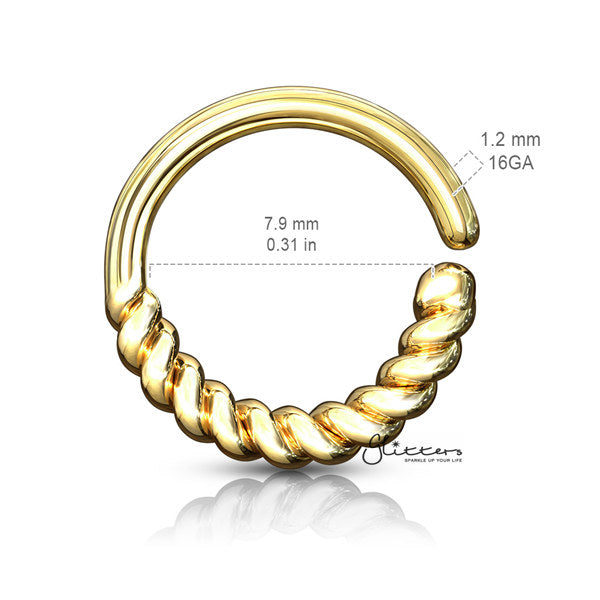 Half Circle Braided Bendable Hoop Rings for Septum, Ear Cartilage, Daith and More-Body Piercing Jewellery, Cartilage, Daith, Nose, Septum Ring-NS0087-SIZE-Glitters