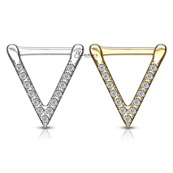316L Surgical Steel CZ Paved Triangle Clicker for Septum, Ear Cartilage, Daith and More-Body Piercing Jewellery, Cartilage, Cubic Zirconia, Daith, Nose, Septum Ring-NS0096-ALL_600-Glitters