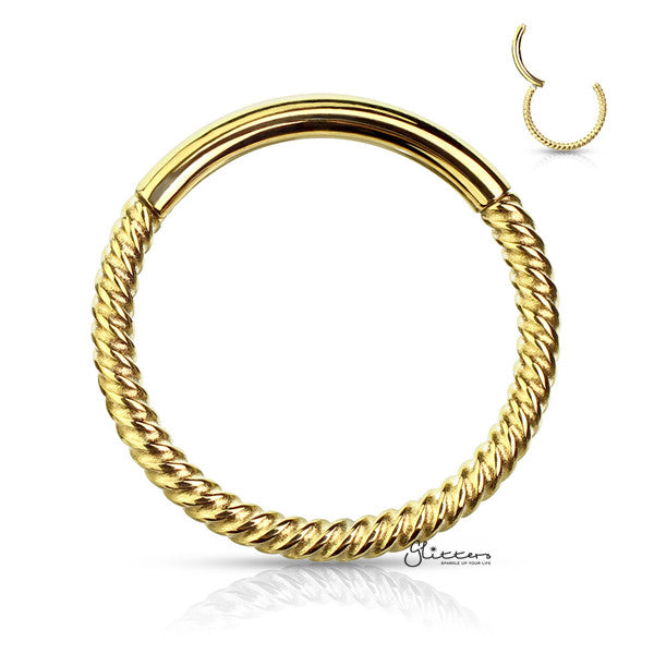 316L Surgical Steel Braided Steel Hinged Segment Hoop Rings-Body Piercing Jewellery, Cartilage, Daith, Nose, Septum Ring-NS0099-G-Glitters