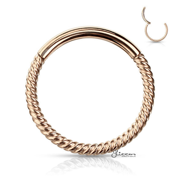 316L Surgical Steel Braided Steel Hinged Segment Hoop Rings-Body Piercing Jewellery, Cartilage, Daith, Nose, Septum Ring-NS0099-RG-Glitters