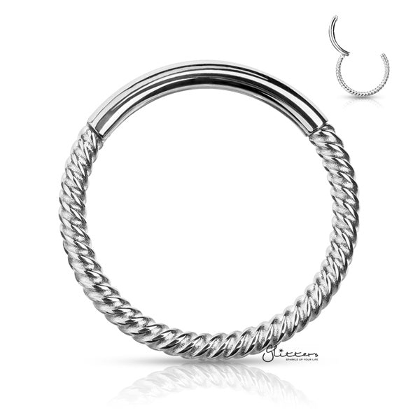 316L Surgical Steel Braided Steel Hinged Segment Hoop Rings-Body Piercing Jewellery, Cartilage, Daith, Nose, Septum Ring-NS0099-S-Glitters