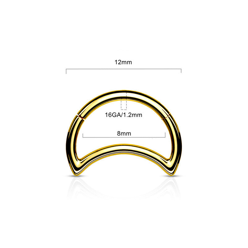 Crescent Hinged Segment Hoop Ring - Gold-Body Piercing Jewellery, Cartilage, Daith-NS0120-SIZE_ad343c80-ab2c-4a9f-b0c9-59621da7d2e0-Glitters