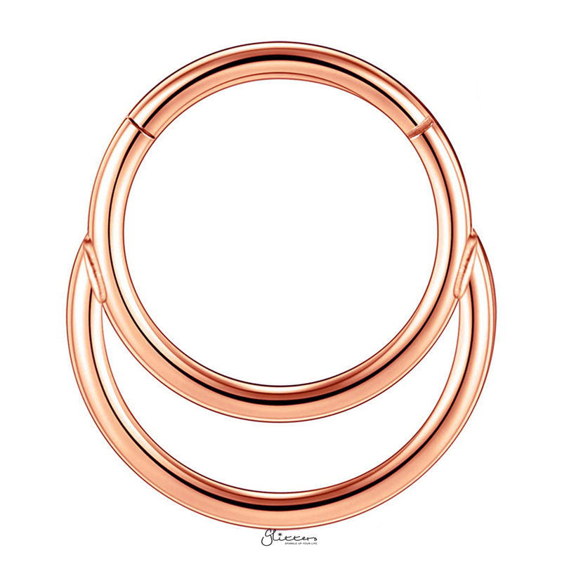 Double Circle Hinged Segment Hoop Ring - Rose Gold-Body Piercing Jewellery, Cartilage, Septum Ring, Tragus-NS0122-RG1_d15cae6d-bde3-450a-9591-9108dbd6bd6b-Glitters