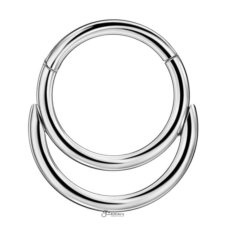 Double Circle Hinged Segment Hoop Ring - Silver-Body Piercing Jewellery, Cartilage, Daith, Septum Ring-NS0122-s1-Glitters