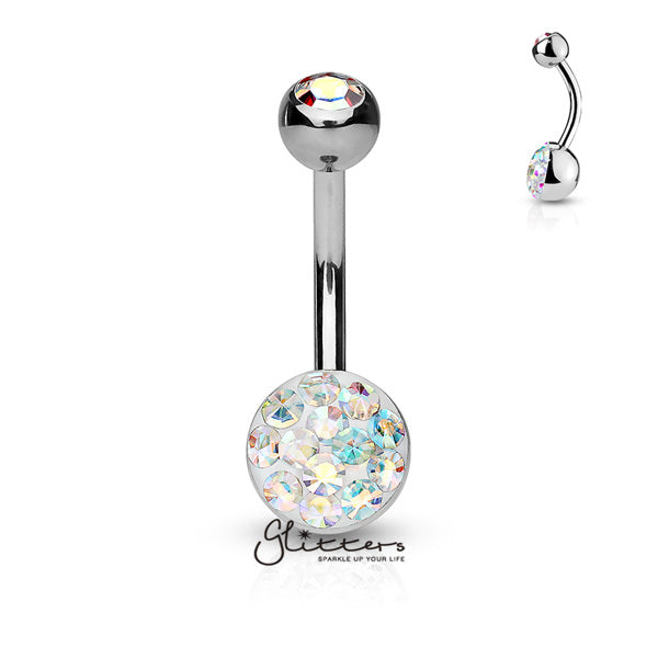 316L Surgical Steel Austrian Crystal Ball Belly Button Rings-Belly Ring, Body Piercing Jewellery, Crystal-NSD0106-AB-1-Glitters